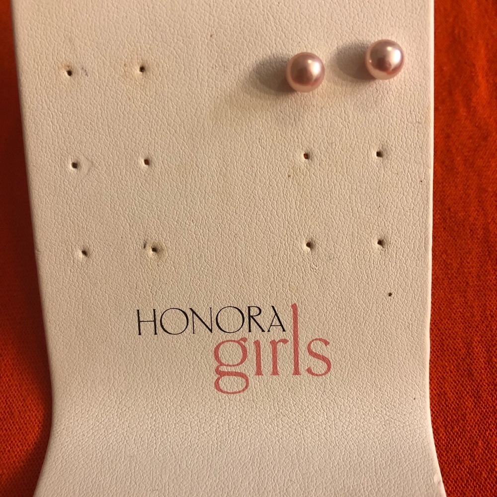Honora Girls pink pearl stud earrings